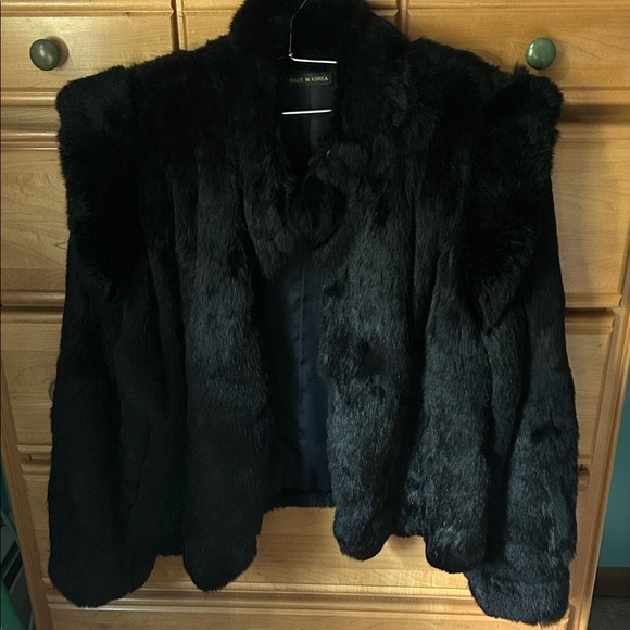 Black Rabbit Fur Jacket - Picture 1 of 2